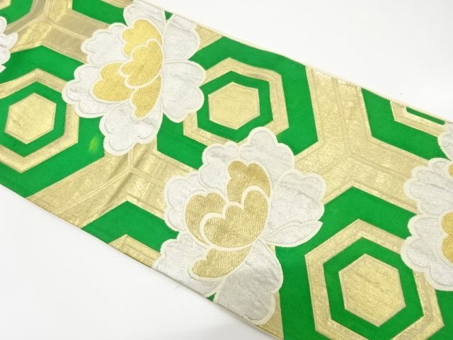 JAPANESE KIMONO / ANTIQUE PEONY / LAYERED TORTOISESHELL WEAVE FUKURO O